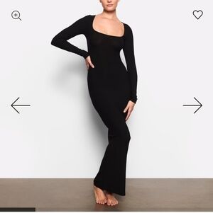 Skims Black Long Sleeve Maxi Dress